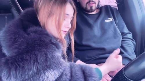 Mistress In A Fur Coat Fucked A Guy In The Car And Sucked Him Until He Cum