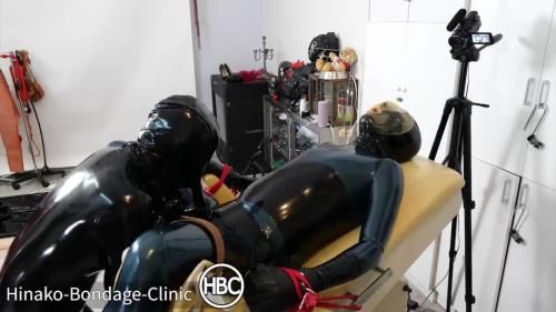 Latex Bondage On Gynecology Chair And Blowjob With Dick Sucking Mask