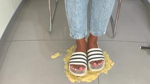 Banana Crush With Adidas Adilette Frontal View