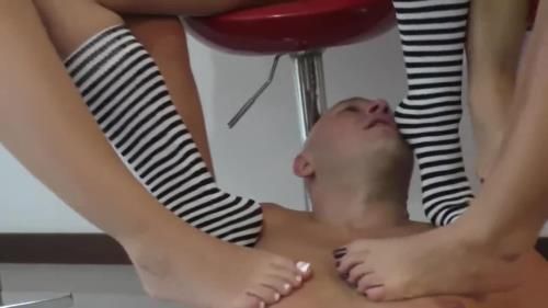 Slave Is Face Slapped And Worships Feet Of Three Girls