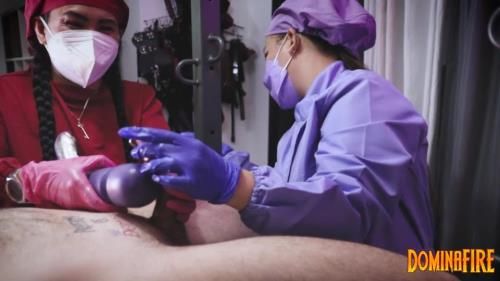 Domina Fire - Sadistic Nurses Milking Their Patient With Urethra Sounding