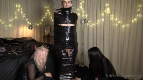 Miss Kim Rub - Black Clingfilm Bondage Part 1